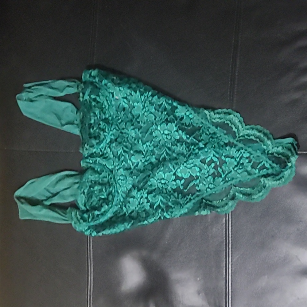 Vintage Cinema Etoile emerald green bodysuit, size medium